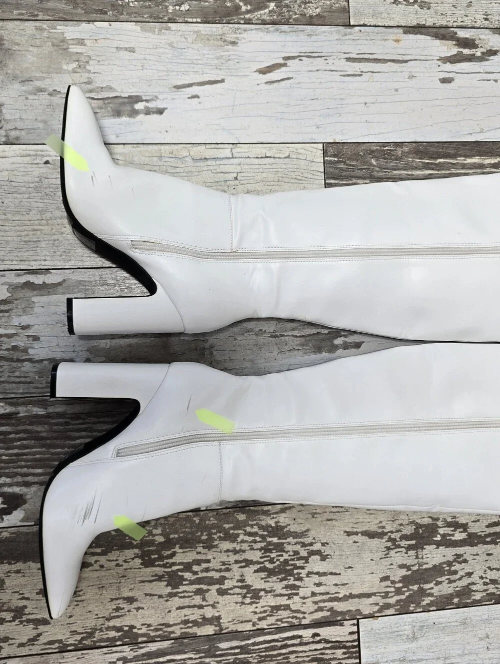 Forever 21 White Knee-High White Boots Pointed Toe Chunkie Block Heel Size 8